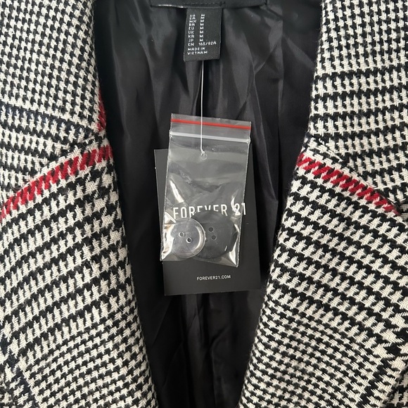 FOREVER 21 Printed Houndstooth Blazer Black And White Medium BNWT - Picture 4 of 7